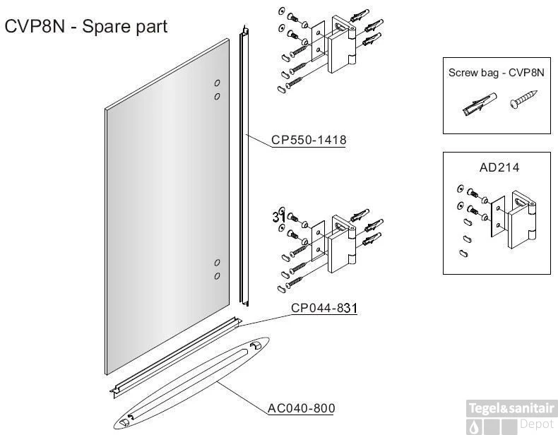 B&w-luxury Bagno Badwand 80x140cm. Chroom-helder Clean 5 B&w-luxury Bagno Badwand 80x140cm. Chroom-helder Clean - Afbeelding 5