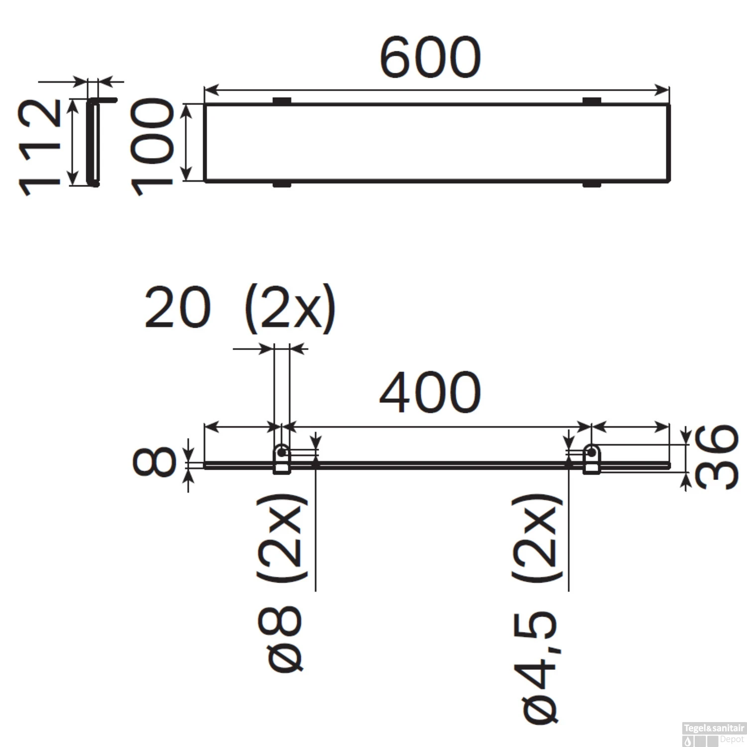 Planchet Haceka Ixi Glas 60x11 Cm RVS 3 Planchet Haceka Ixi Glas 60x11 Cm RVS - Afbeelding 3