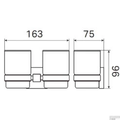 Glashouder Dubbel Haceka Mezzo Tec Mat Chroom -SEALSKIN Winkel 1208667 tech