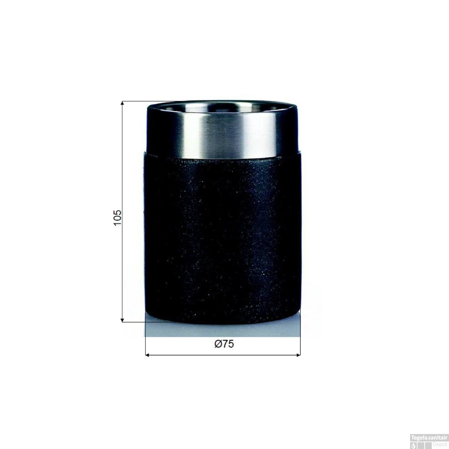 Tandenborstelhouder Sapho Stone Vrijstaand 10.5x7.5 Cm Polyresin Zwart 3 Tandenborstelhouder Sapho Stone Vrijstaand 10.5x7.5 Cm Polyresin Zwart - Afbeelding 3