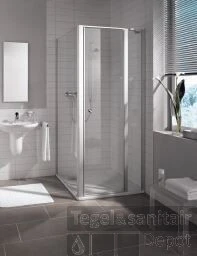 Kermi Ibiza Draaideur 100x200 Segment/scharnier Links Matzilver-helder Glas