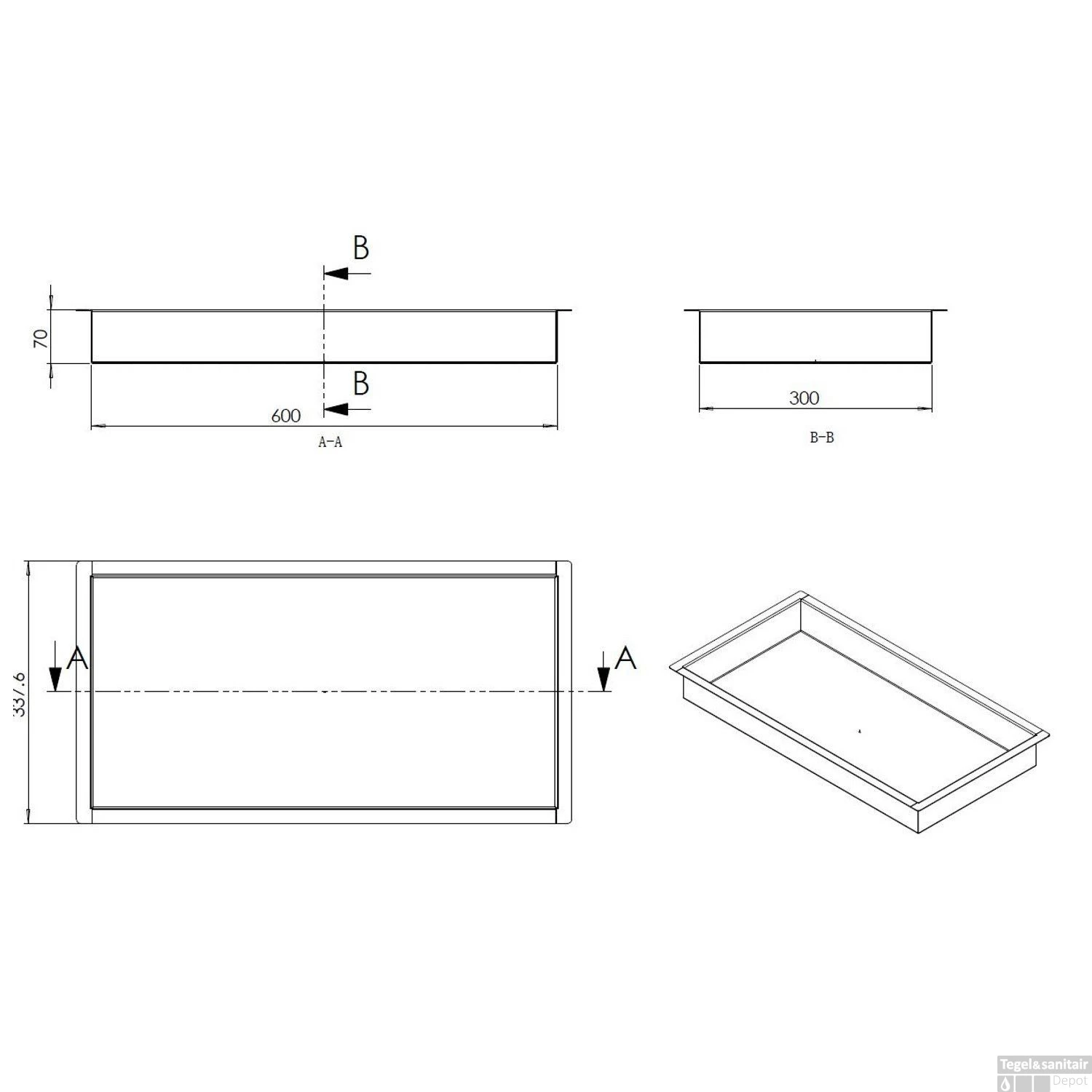 BWS Inbouwnis | 30x60x7cm | RVS Mat Grijs 4 BWS Inbouwnis | 30x60x7cm | RVS Mat Grijs - Afbeelding 4