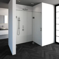 Nisdeur Compleet Just Creating Profielloos 2-Delig (Draaideur Bevestigd Op Inloopwand) 160x200 Cm 100/60 RVS