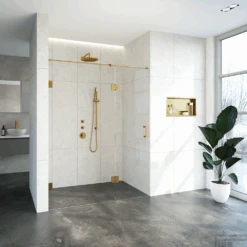 Nisdeur Compleet Just Creating Profielloos 2-Delig (Draaideur Bevestigd Op Inloopwand) 160x200 Cm 100/60 Goud