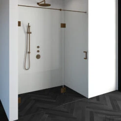 Nisdeur Compleet Just Creating Profielloos 2-Delig (Draaideur Bevestigd Op Inloopwand) 170x200 Cm 100/70 Koper