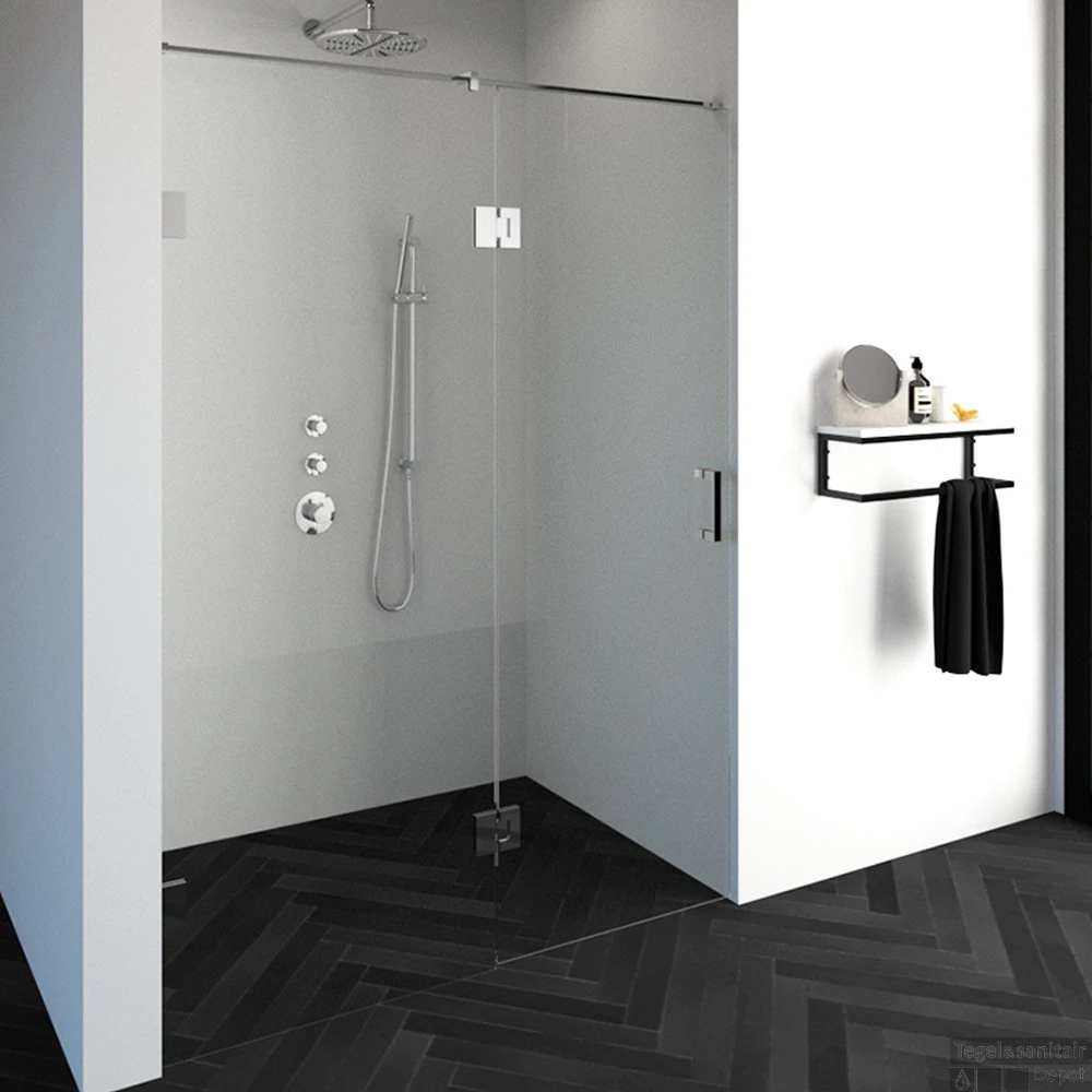 Nisdeur Compleet Just Creating Profielloos 2-Delig (Draaideur Bevestigd Op Inloopwand) 150x200 Cm 80/70 Chroom 2 Nisdeur Compleet Just Creating Profielloos 2-Delig (Draaideur Bevestigd Op Inloopwand) 150x200 Cm 80/70 Chroom - Afbeelding 2