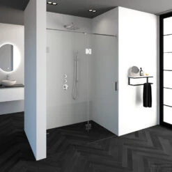 Nisdeur Compleet Just Creating Profielloos 2-Delig (Draaideur Bevestigd Op Inloopwand) 150x200 Cm 80/70 Chroom