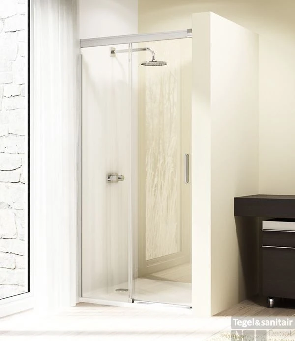 Huppe Design Elegance Gtn Schuifdeur Rechts 140x190cm.met Vast Segment Matzilver-helder Glas 2 Huppe Design Elegance Gtn Schuifdeur Rechts 140x190cm.met Vast Segment Matzilver-helder Glas - Afbeelding 2