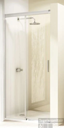 Huppe Design Elegance Gtn Schuifdeur Links 130x200cm.met Vast Segment Matzilver-helder Glas