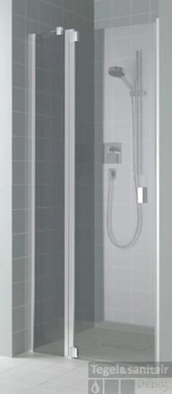 Kermi Raya Draaideur 100x200 Vast Segment Links Op Douchebak Matzilver-clean Glas