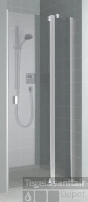 Kermi Raya Draaideur 90x200 Vast Segment Rechts Op Douchevloe Zilver Glans-helder Clean