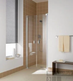 Kermi Raya Ptd Draaideur 2-dlg. 90 X 200 Cm. Op Douchevloer Matzilver-clean Glas