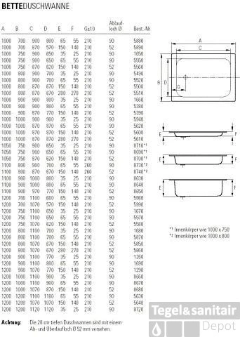 Bette Extra Vlak Plaatstalen Douchebak 90 X 100 X 6,5 Cm. Wit 2 Bette Extra Vlak Plaatstalen Douchebak 90 X 100 X 6,5 Cm. Wit - Afbeelding 2