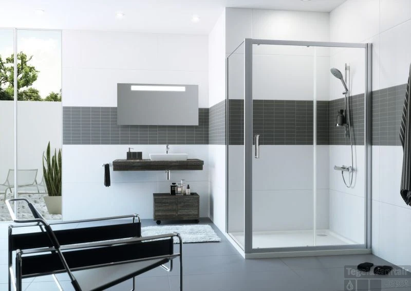 Huppe Classics 2 Schuifdeur 170 X 200 Cm. Met Segment Gl.zilver-antiplaque Glas 2 Huppe Classics 2 Schuifdeur 170 X 200 Cm. Met Segment Gl.zilver-antiplaque Glas - Afbeelding 2