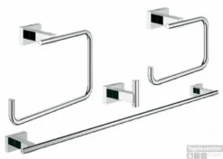 Grohe Essentials Cube Accessoireset 4-in-1 (haak-handdh-rolh-ring) Chroom