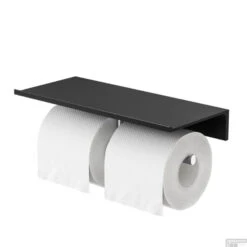 Planchet Met Toiletrolhouder Zonder Klep Dubbel Geesa Leev 28 Cm Zwart Chroom