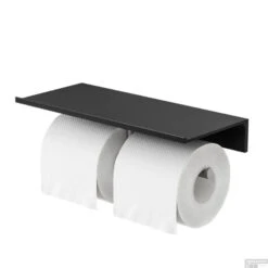 Planchet Met Toiletrolhouder Zonder Klep Dubbel Geesa Leev 28 Cm Geborsteld RVS Zwart