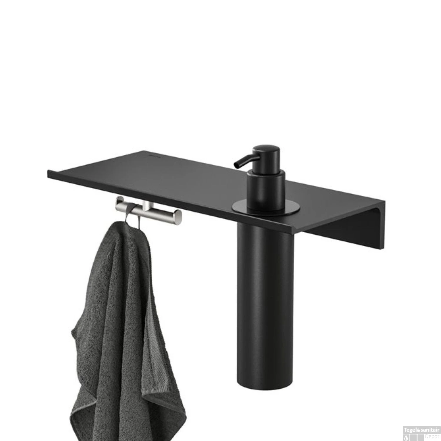 Planchet Met Zeepdispenser 200 Ml En Handdoekhaak Geesa Leev 28 Cm RVS Geborsteld Zwart 1 Planchet Met Zeepdispenser 200 Ml En Handdoekhaak Geesa Leev 28 Cm RVS Geborsteld Zwart