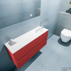 MONDIAZ ADA 100cm Toiletmeubel Fire. LEX Wastafel Talc Rechts 1 Kraangat -SEALSKIN Winkel badkamermeubel ada fire model lex talc top 0023