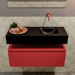 MONDIAZ ANDOR 80cm Toiletmeubel Fire. LEX 80cm Wastafel Urban Rechts Geen Kraangat -SEALSKIN Winkel badkamermeubel andor fire model lex vrijhangend urban front 0020