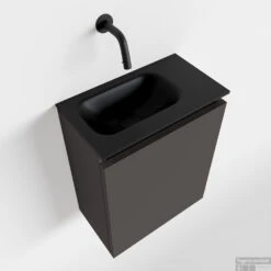 MONDIAZ TURE 40cm Toiletmeubel Dark Grey. EDEN Wastafel Urban Links Geen Kraangat