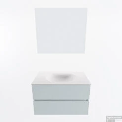 MONDIAZ VICA 80cm Badmeubel Onderkast Clay 2 Lades. Wastafel Moon Midden Zonder Kraangat, Kleur Talc Met Spiegel LED. -SEALSKIN Winkel badkamermeubel vica clay moon talc google11 0007