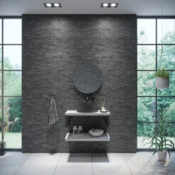 Badkamermeubelset BWS Eiken Massief Hout Bovenblad Recht 60 Cm Wit