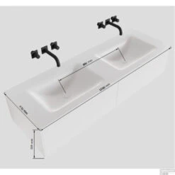 Badkamermeubelset Mondiaz LAGOM 120 Cm Dubbele Waskom Solid Surface Zonder Kraangaten Mat Wit (2 Laden) -SEALSKIN Winkel badkamermeubelset mondiaz lagom 120 cm led dubbele wastafel solid surface zonder kraangaten mat zwart 2 laden tech 2