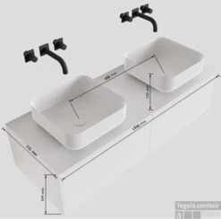 Badkamermeubelset Mondiaz LAGOM 130 Cm Met Topblad Dubbele Wastafel Solid Surface Opzetkom Binx Met 2 Kraangaten Mat Wit (2 Laden) 7 Badkamermeubelset Mondiaz LAGOM 130 Cm Met Topblad Dubbele Wastafel Solid Surface Opzetkom Binx Met 2 Kraangaten Mat Wit (2 Laden) -SEALSKIN Winkel badkamermeubelset mondiaz lagom 130 cm met topblad led dubbele wastafel solid surface zonder kraangaten tech 1