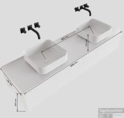 Badkamermeubelset Mondiaz LAGOM 190 Cm Met Topblad Dubbele Wastafel Solid Surface Opzetkom Binx Met 2 Kraangaten Mat Wit (2 Laden) -SEALSKIN Winkel badkamermeubelset mondiaz lagom 190 cm met topblad led dubbele wastafel solid surface opzetkom binx zonder kraangat tec 1