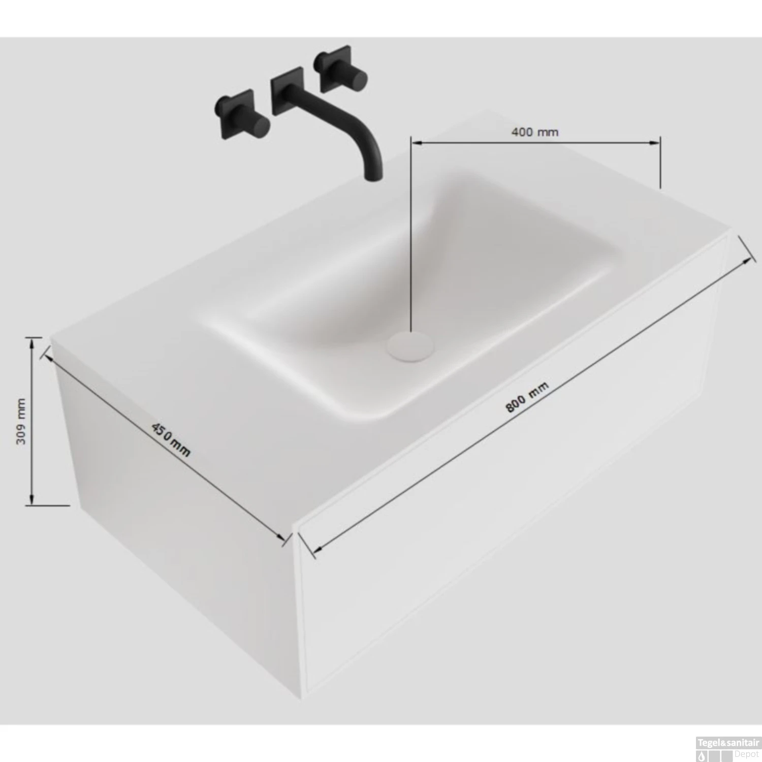 Badkamermeubelset Mondiaz LAGOM 80 Cm Gecentreerde Waskom Solid Surface Met 1 Kraangat Mat Wit (1 Lade) 4 Badkamermeubelset Mondiaz LAGOM 80 Cm Gecentreerde Waskom Solid Surface Met 1 Kraangat Mat Wit (1 Lade) - Afbeelding 4