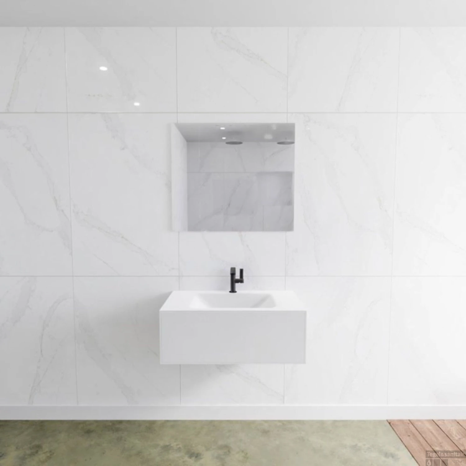 Badkamermeubelset Mondiaz LAGOM 80 Cm Gecentreerde Waskom Solid Surface Met 1 Kraangat Mat Wit (1 Lade) 1 Badkamermeubelset Mondiaz LAGOM 80 Cm Gecentreerde Waskom Solid Surface Met 1 Kraangat Mat Wit (1 Lade)