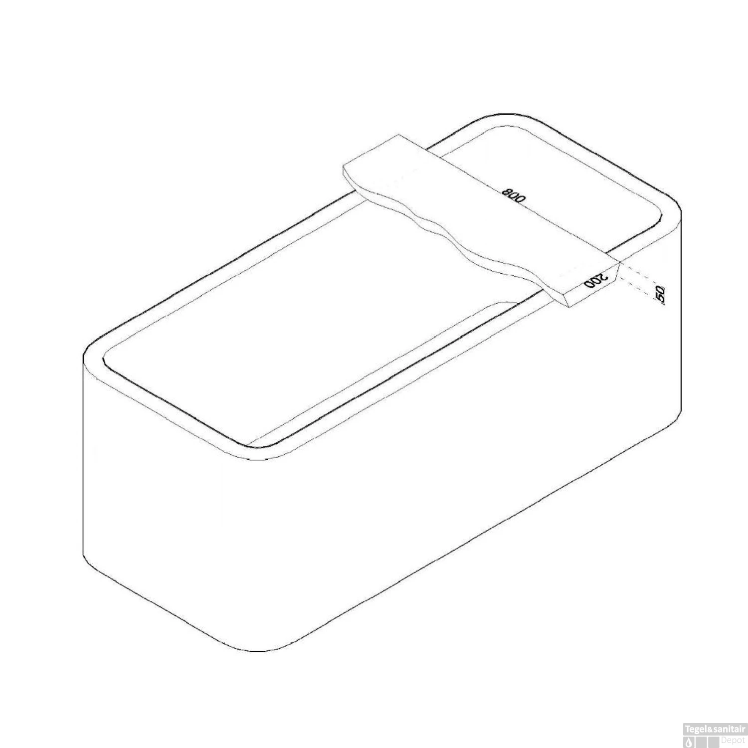 Badplank Boss & Wessing Wood Planchet 80x20x5 Cm Badrek Eikenhout 2 Badplank Boss & Wessing Wood Planchet 80x20x5 Cm Badrek Eikenhout - Afbeelding 2