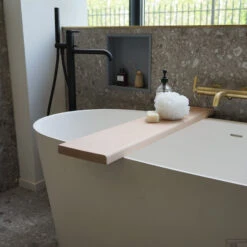 Badplank Gliss Shelf Recht 80 Cm Massief Eikenhout Wit Olie