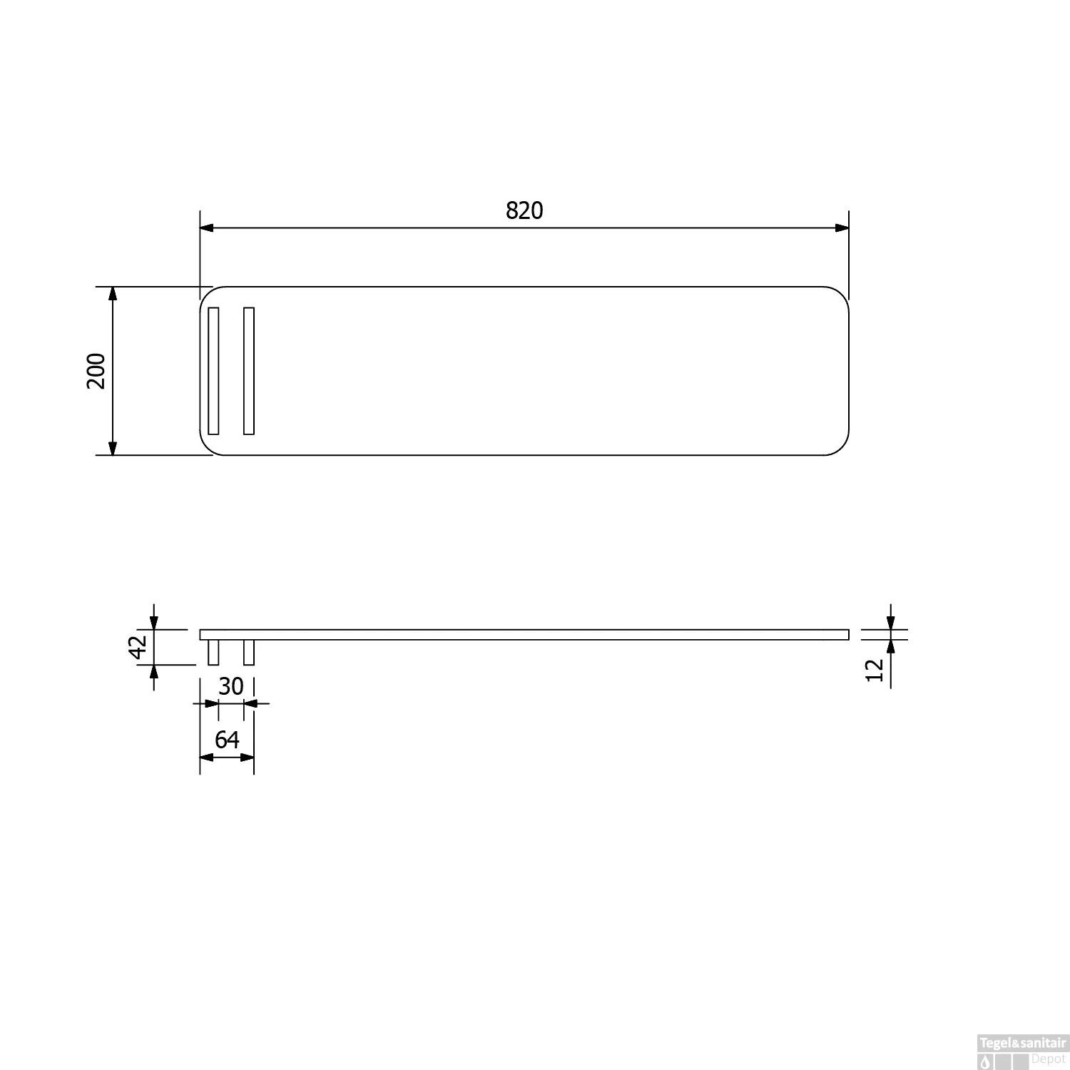 Badplank Sapho Reduta 82x20 Cm Zwart 4 Badplank Sapho Reduta 82x20 Cm Zwart - Afbeelding 4