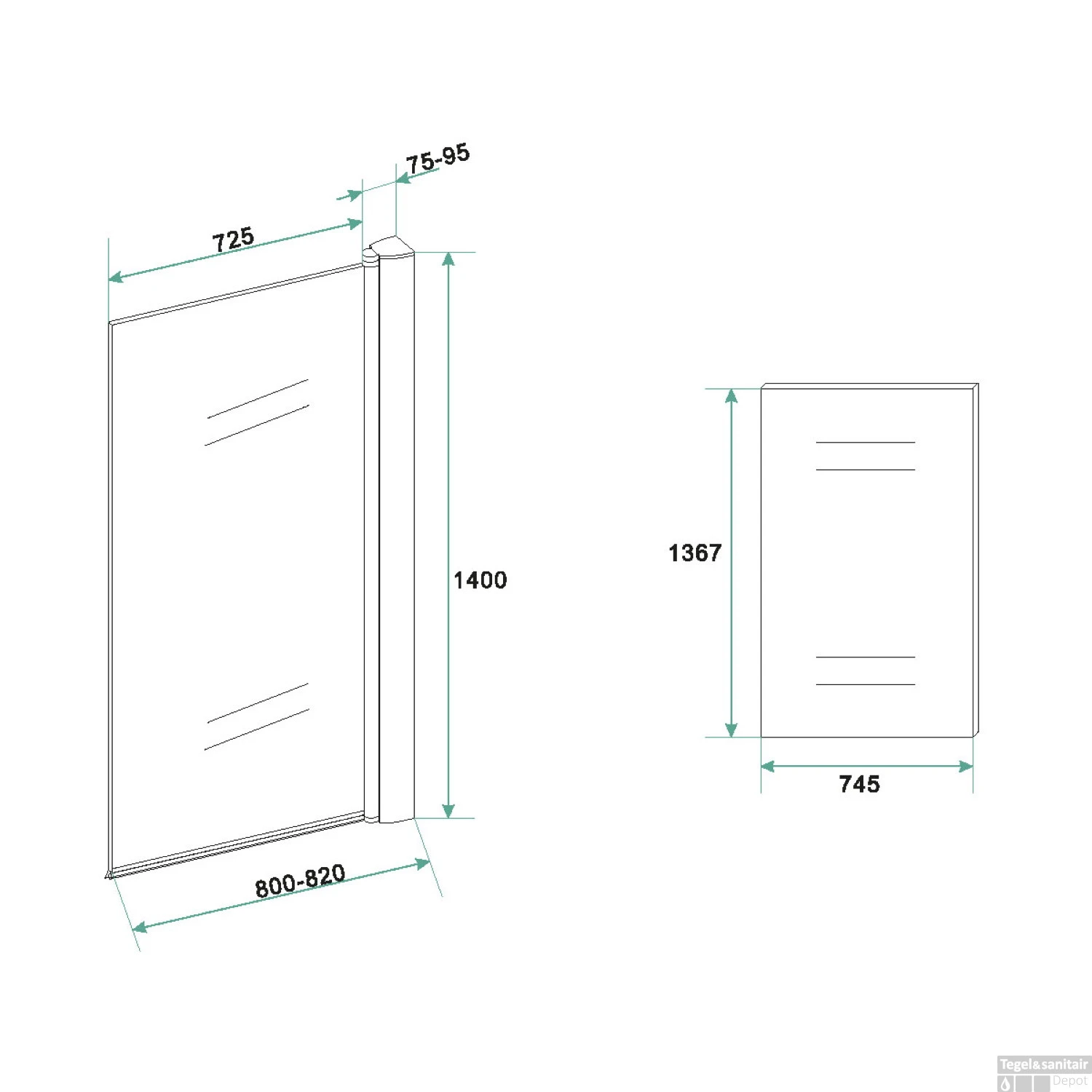 Badwand BWS Draaibaar 80x150 Cm 6 Mm NANO Veiligheidsglas Muurprofiel Mat Zwart 2 Badwand BWS Draaibaar 80x150 Cm 6 Mm NANO Veiligheidsglas Muurprofiel Mat Zwart - Afbeelding 2