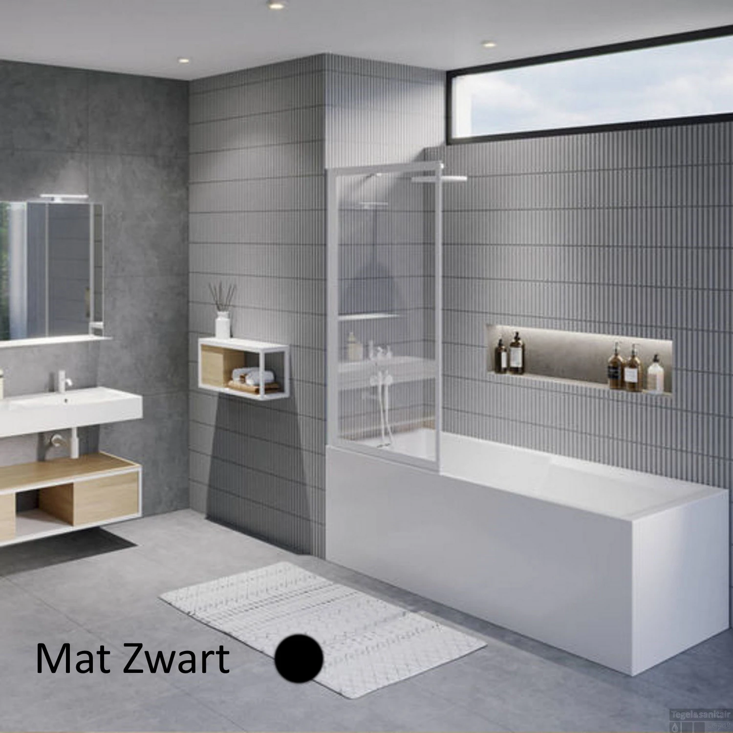 Badwand Riho Lucid GD501 Omkeerbaar Verstelbaar Aluminium 150x80 Cm Mat Zwart 1 Badwand Riho Lucid GD501 Omkeerbaar Verstelbaar Aluminium 150x80 Cm Mat Zwart