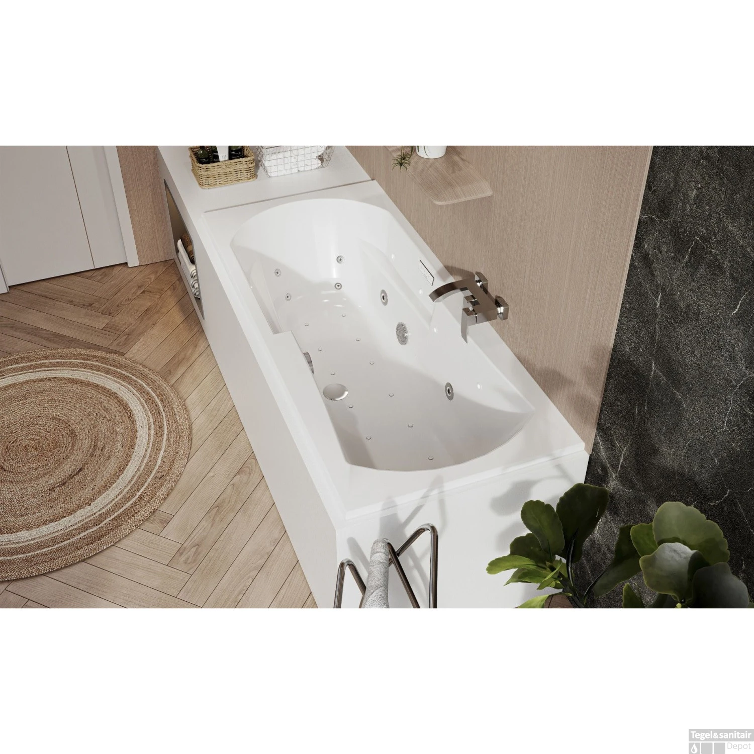 Whirlpoolbad Allibert Namea Dolcea 180x80x53 Cm Incl. Poten Wit 2 Whirlpoolbad Allibert Namea Dolcea 180x80x53 Cm Incl. Poten Wit - Afbeelding 2