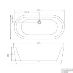 Vrijstaand Ligbad Black And White 178x80x55cm 7 Vrijstaand Ligbad Black And White 178x80x55cm -SEALSKIN Winkel black white afmetingen
