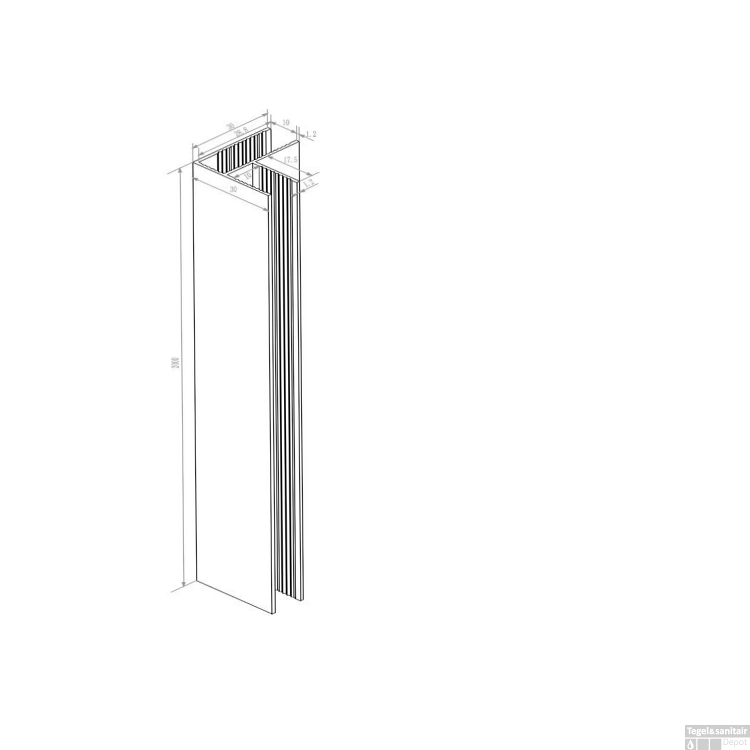 BWS Hoekprofiel 90 Graden T.b.v. Glaswand 1 Cm 2 BWS Hoekprofiel 90 Graden T.b.v. Glaswand 1 Cm - Afbeelding 2