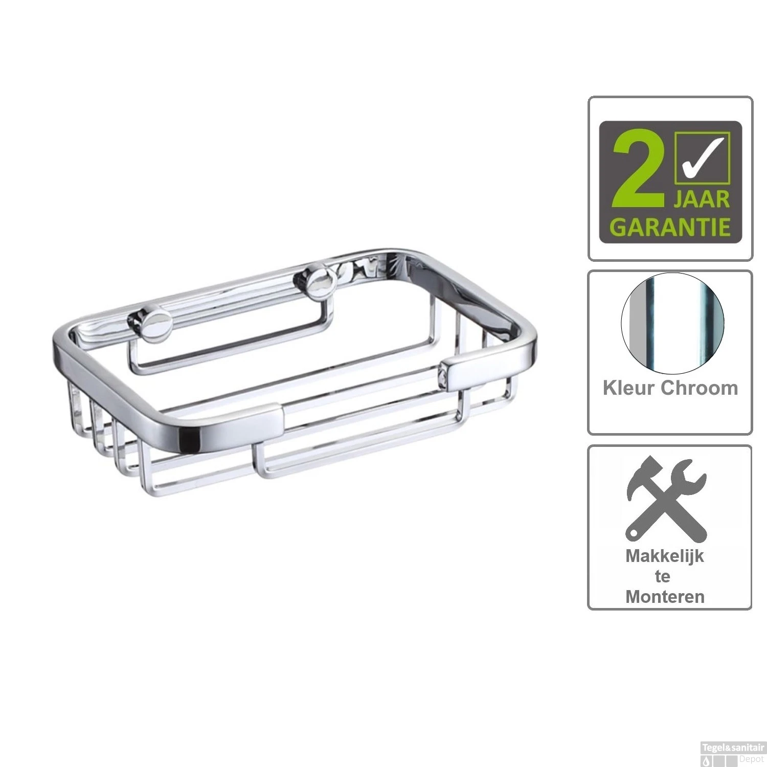 BWS Zeephouder Domo Draad Recht Chroom 1 BWS Zeephouder Domo Draad Recht Chroom