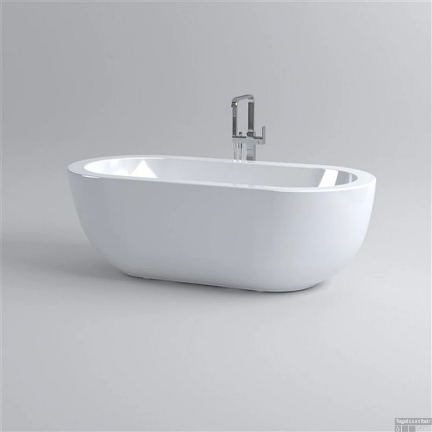 Clou InBe Vrijstaand Ligbad Ovaal 180x85x61 Cm Met Overloop Acryl Wit