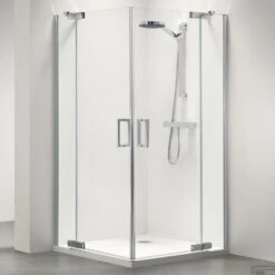 Douchecabine Sealskin Hoekinstap 100x100 Cm Zilver Hoogglans Helder Glas