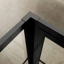 BWS Douchecabine Frame 120x120 Cm 8 Mm NANO Glas Mat Zwart Raster -SEALSKIN Winkel douchecabine bws frame detail1 11