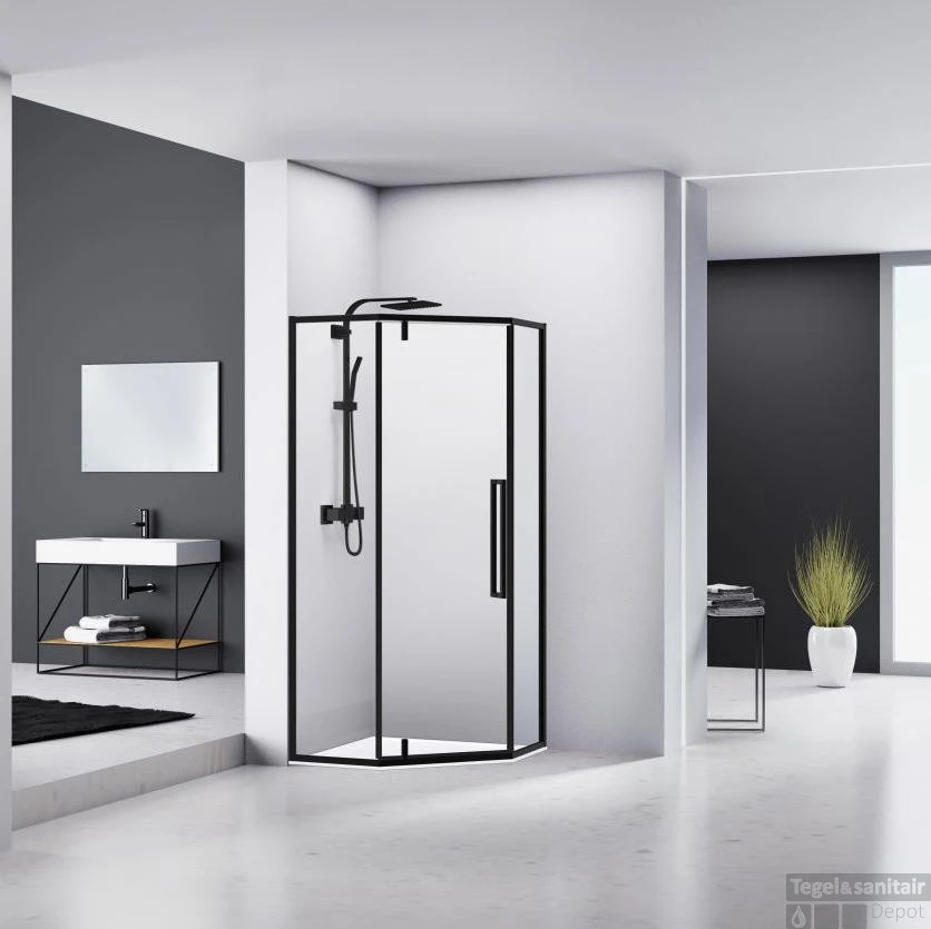 Douchecabine Van Rijn ST04 Vijfhoek Helder Incl. Glasbehandeling Links Of Rechts Draaiend 100x200 Cm Mat Zwart 1 Douchecabine Van Rijn ST04 Vijfhoek Helder Incl. Glasbehandeling Links Of Rechts Draaiend 100x200 Cm Mat Zwart