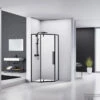 Douchecabine Van Rijn ST04 Vijfhoek Helder Incl. Glasbehandeling Links Of Rechts Draaiend 90x200 Cm Mat Zwart