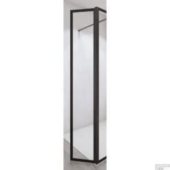 Draaibaar Zijpaneel BWS Free Time Met Zwarte Banen 34.5x200 Cm 8mm Mat Zwart