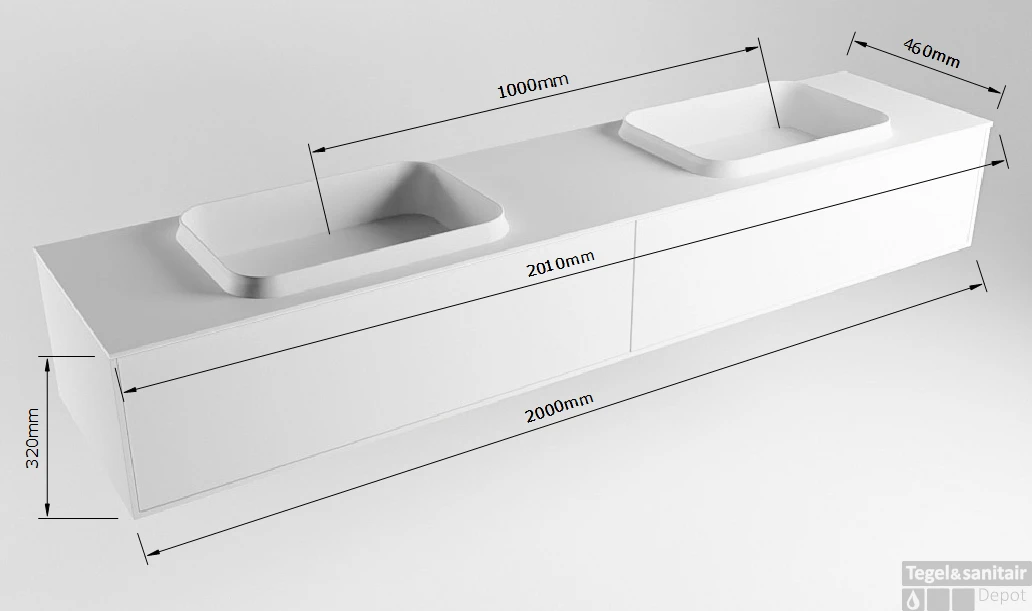 Badkamermeubelset Mondiaz Erin 200 Cm Met 2 Lades Met RIDGE Wastafel Dubbel Dark Grey Zonder Kraangaten Greeploos Mat Clay 7 Badkamermeubelset Mondiaz Erin 200 Cm Met 2 Lades Met RIDGE Wastafel Dubbel Dark Grey Zonder Kraangaten Greeploos Mat Clay - Afbeelding 7