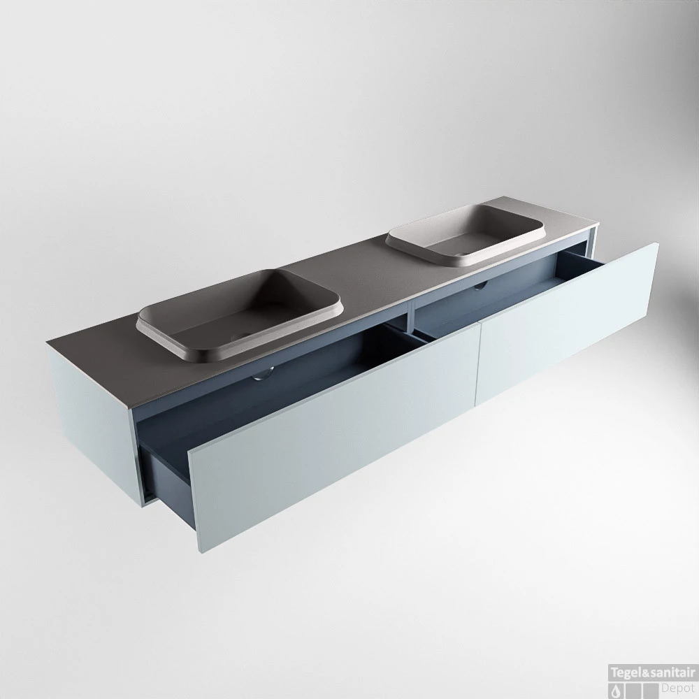 Badkamermeubelset Mondiaz Erin 200 Cm Met 2 Lades Met RIDGE Wastafel Dubbel Dark Grey Zonder Kraangaten Greeploos Mat Clay 5 Badkamermeubelset Mondiaz Erin 200 Cm Met 2 Lades Met RIDGE Wastafel Dubbel Dark Grey Zonder Kraangaten Greeploos Mat Clay - Afbeelding 5