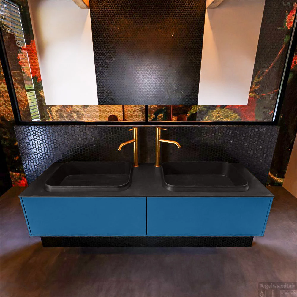 Badkamermeubelset Mondiaz Erin 150 Cm Met 2 Lades Met RIDGE Wastafel Dubbel Urban Met 2 Kraangaten Greeploos Mat Jeans 1 Badkamermeubelset Mondiaz Erin 150 Cm Met 2 Lades Met RIDGE Wastafel Dubbel Urban Met 2 Kraangaten Greeploos Mat Jeans